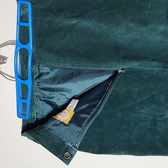 Sierra Suede Green Suede Leather Midi Skirt womens 8 - Picture 7 of 9